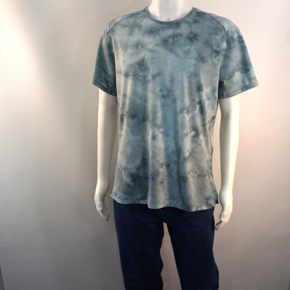 Lululemon Shirt Mens Tie Dye Short Sleeve Active Casual Sz Large Blue Gray - Picture 4 of 10